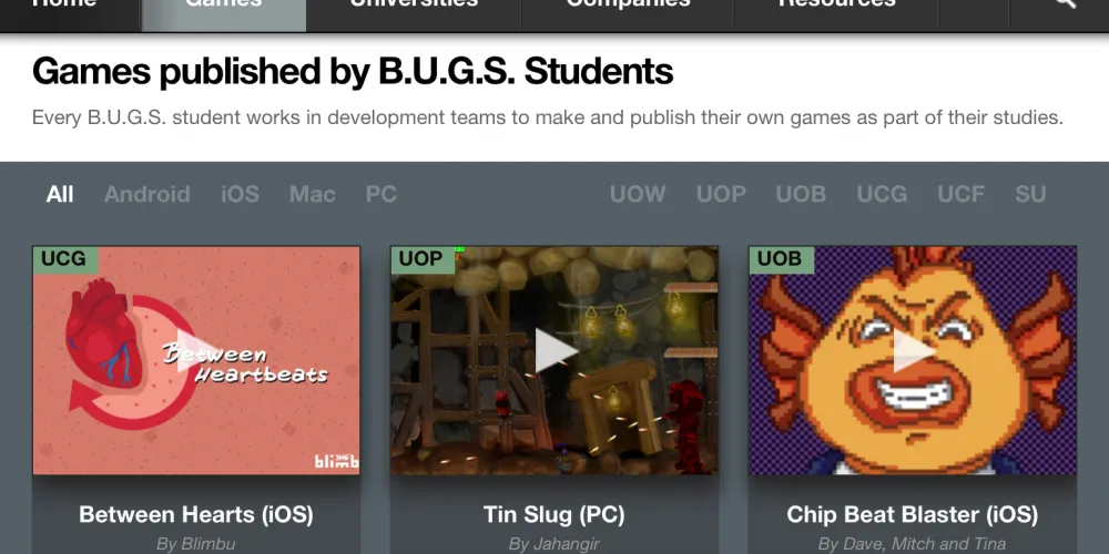 Website Design - BAFTA B.U.G.S.